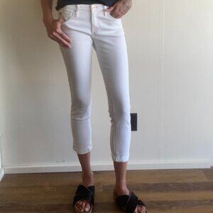 AG White Cigarette Roll-up Pant